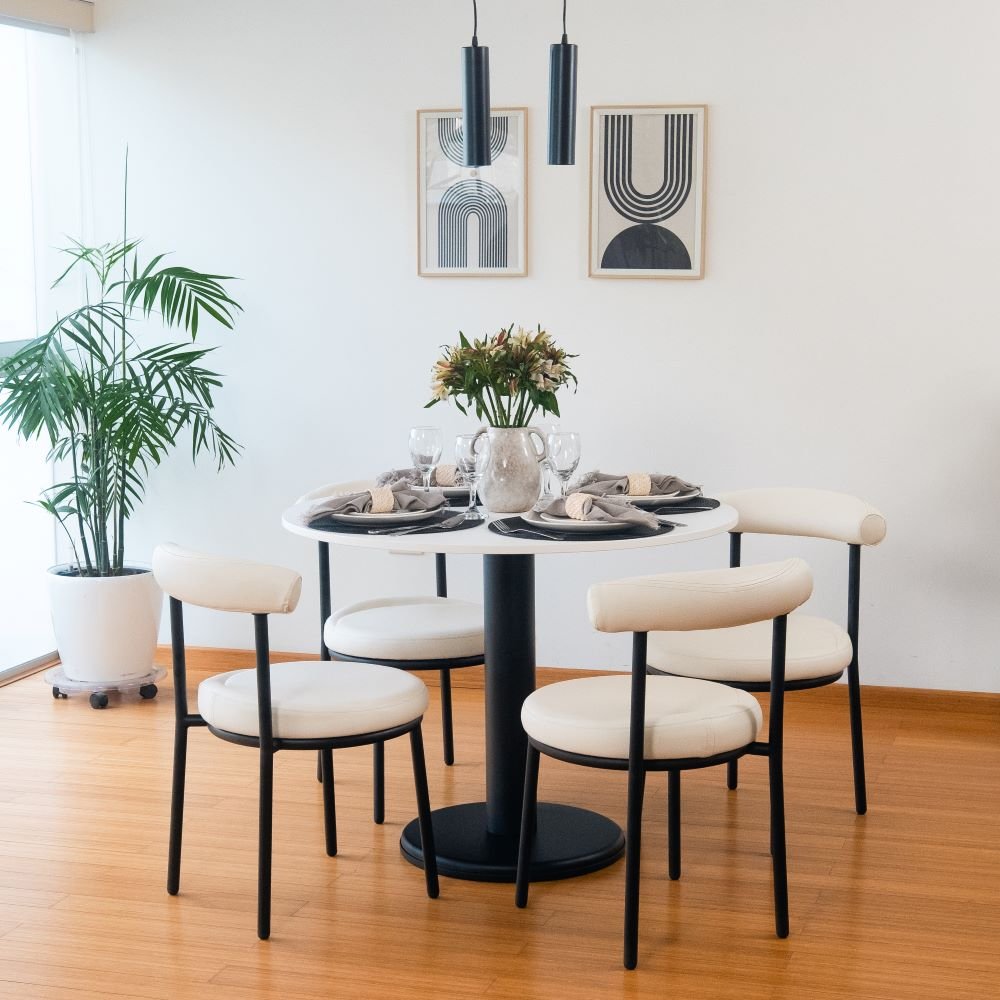 Juego de Comedor de 4 sillas Redondo | Visso Home