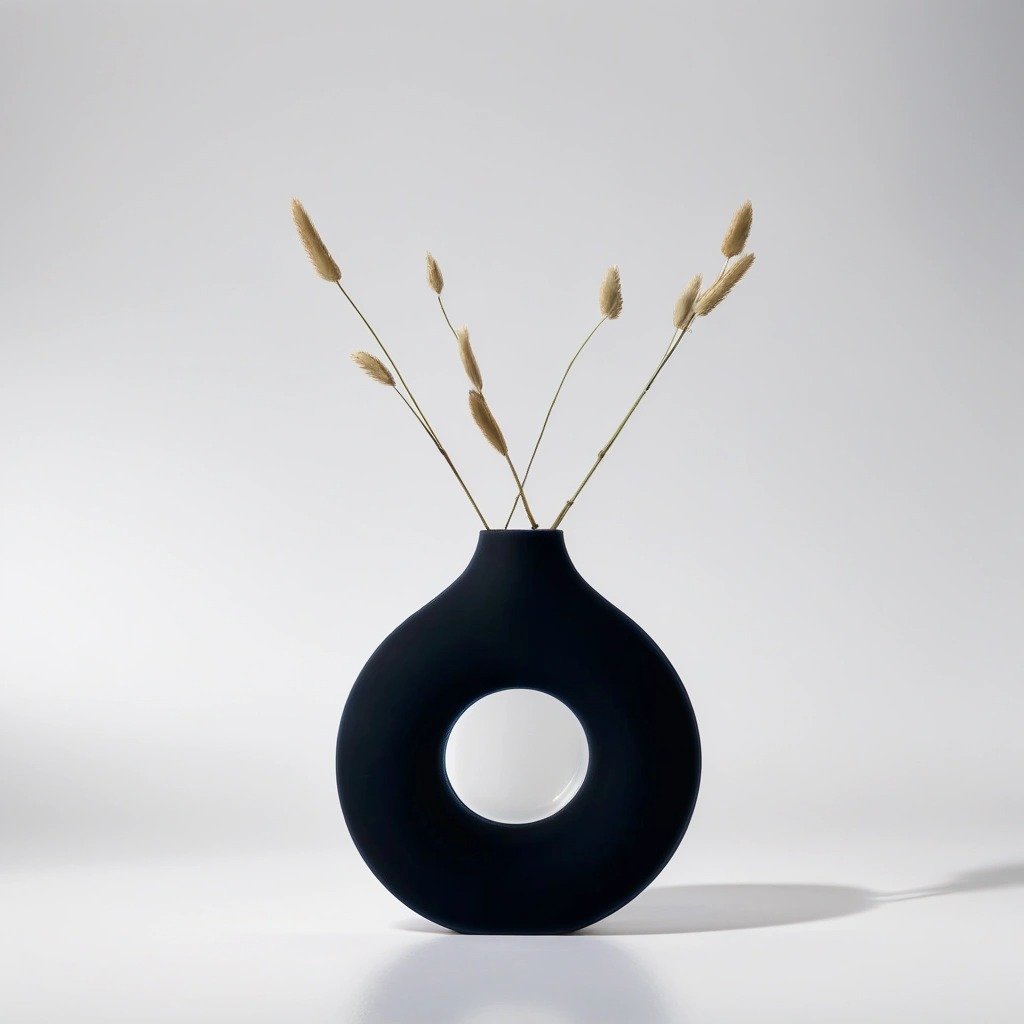 Jarron de ceramica negro | Jarron Donut | Visso Home