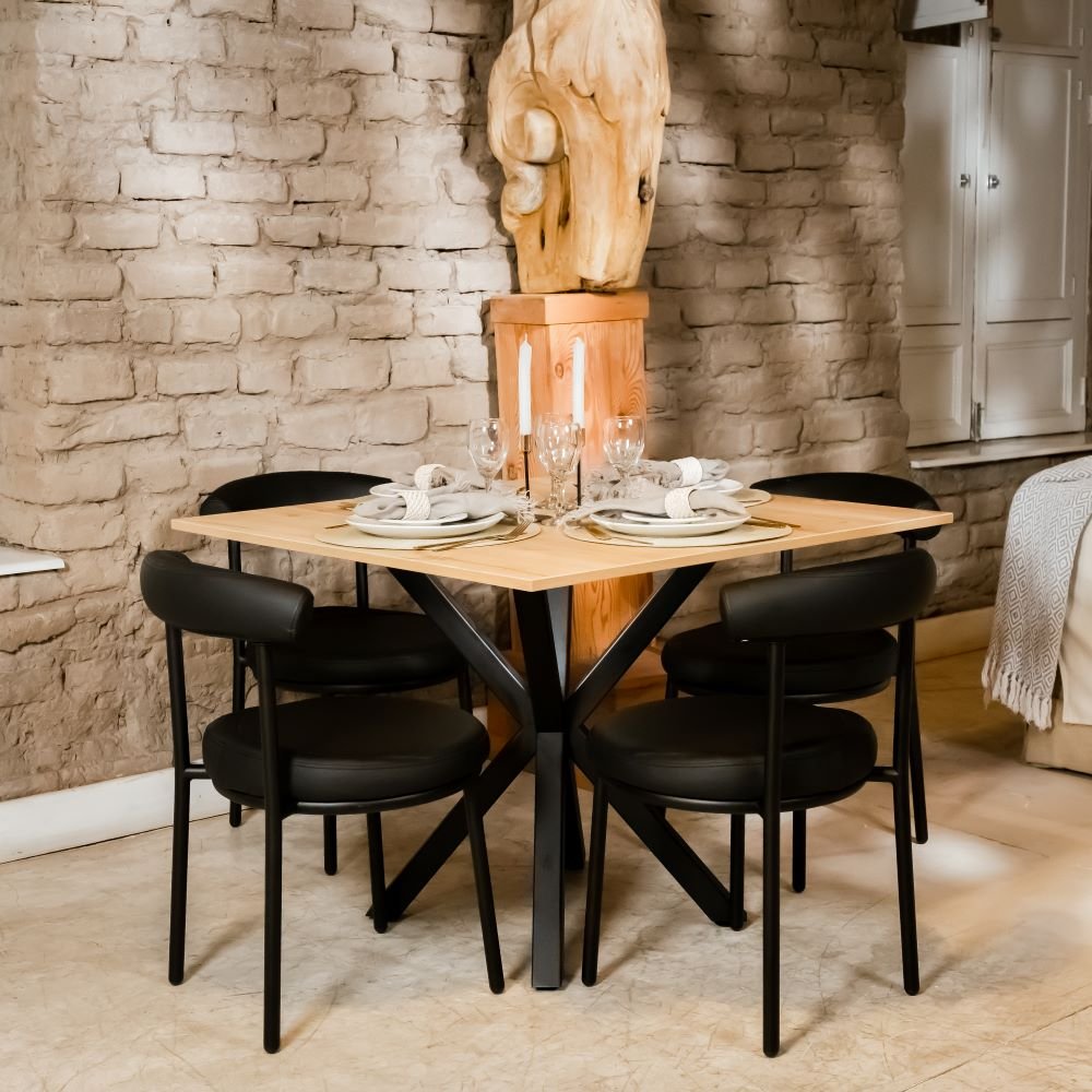 Juego de comedor de 4 sillas Moon Cuadrado | Visso Home